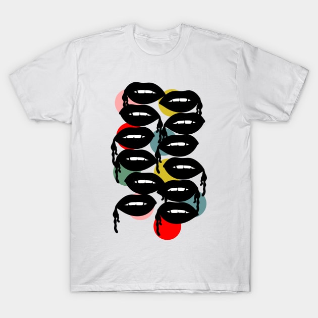 Colorful Dots and Bloody Lips T-Shirt by notsniwart